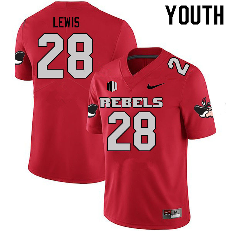 Youth #28 Aaron Lewis UNLV Rebels College Football Jerseys Sale-Scarlet
